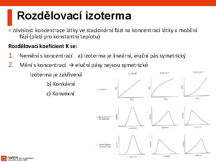 Rozdělovací izoterma = závislost koncentrace látky ve stacionární fázi na koncentraci látky v mobilní