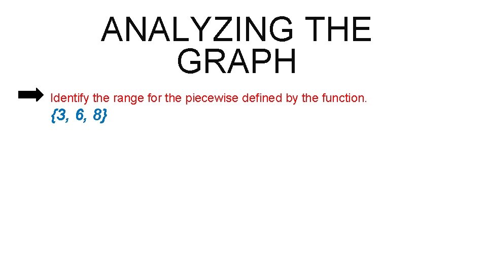 ANALYZING THE GRAPH Identify the range for the piecewise defined by the function. {3,