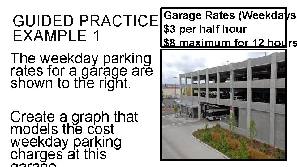 GUIDED PRACTICE EXAMPLE 1 The weekday parking rates for a garage are shown to
