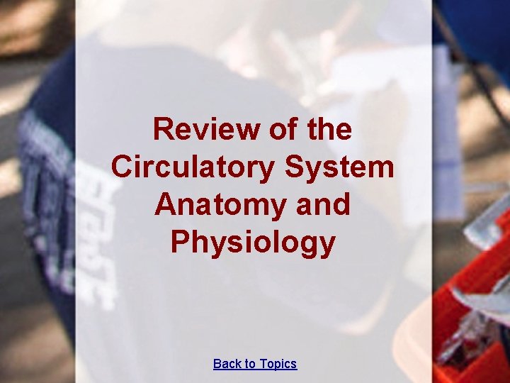 Review of the Circulatory System Anatomy and Physiology Back to Topics 