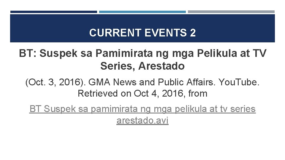 CURRENT EVENTS 2 BT: Suspek sa Pamimirata ng mga Pelikula at TV Series, Arestado CURRENT EVENTS 2 BT: Suspek sa Pamimirata ng mga Pelikula at TV Series, Arestado