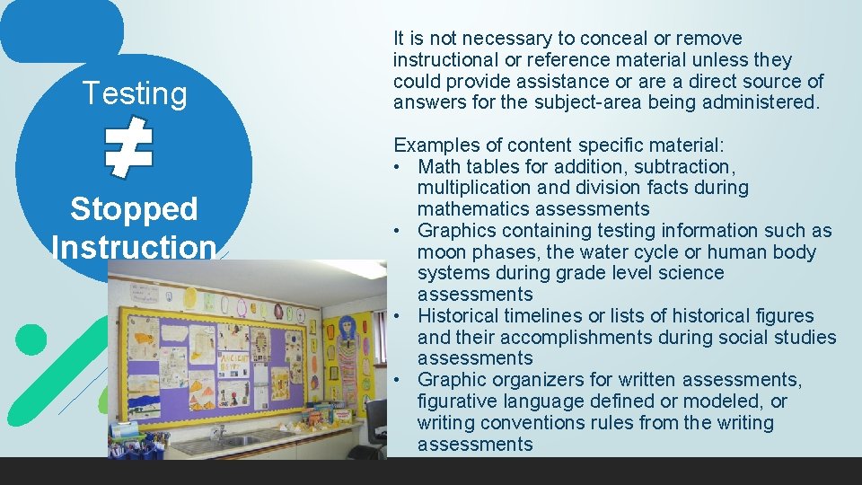 Testing Stopped Instruction It is not necessary to conceal or remove instructional or reference