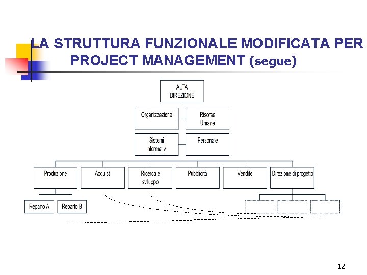 LA STRUTTURA FUNZIONALE MODIFICATA PER PROJECT MANAGEMENT (segue) 12 