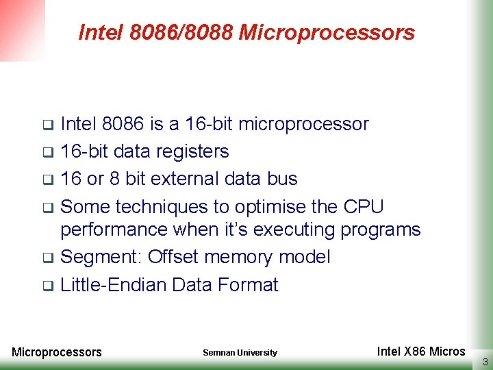 Intel 8086/8088 Microprocessors Intel 8086 is a 16 -bit microprocessor q 16 -bit data