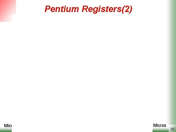 Pentium Registers(2) Microprocessors Semnan University Intel X 86 Micros 38 