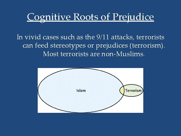 Cognitive Roots of Prejudice In vivid cases such as the 9/11 attacks, terrorists can