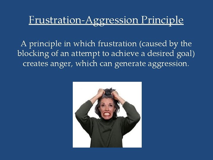 Frustration-Aggression Principle A principle in which frustration (caused by the blocking of an attempt