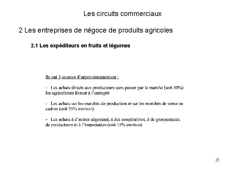 Les circuits commerciaux 2 Les entreprises de négoce de produits agricoles 2. 1 Les