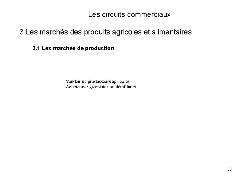 Les circuits commerciaux 3 Les marchés des produits agricoles et alimentaires 3. 1 Les