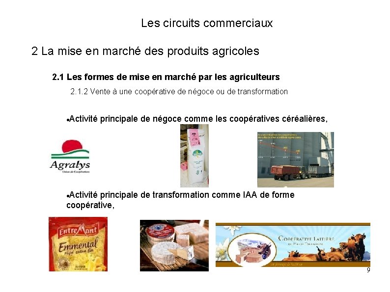 Les circuits commerciaux 2 La mise en marché des produits agricoles 2. 1 Les