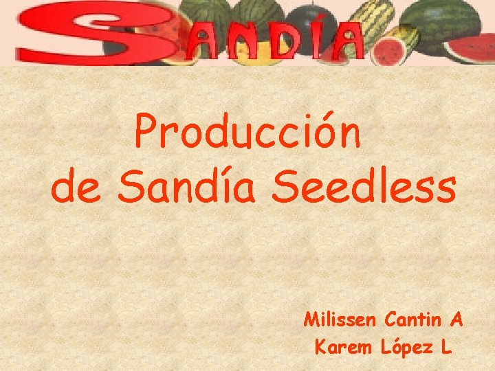 Producción de Sandía Seedless Milissen Cantin A Karem López L 
