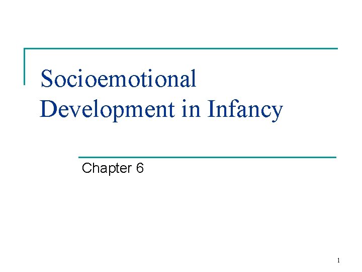 Socioemotional Development in Infancy Chapter 6 1 