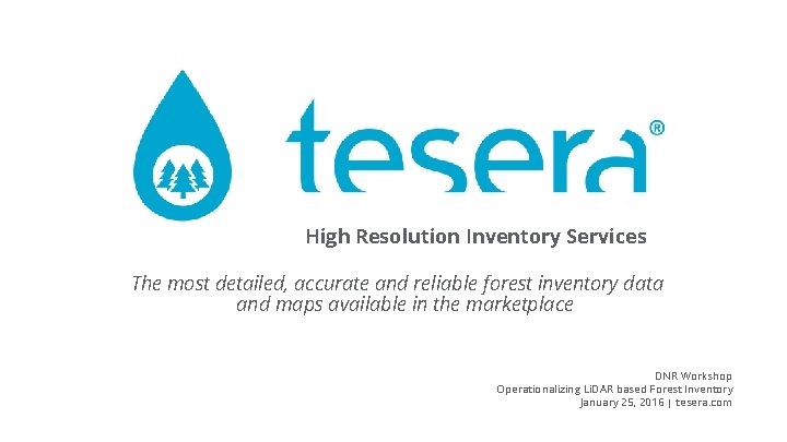 High Resolution Inventory Services The most detailed, accurate and reliable forest inventory data and