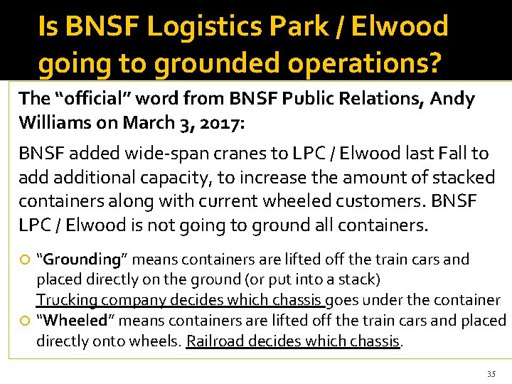 Is BNSF Logistics Park / Elwood going to grounded operations? The “official” word from