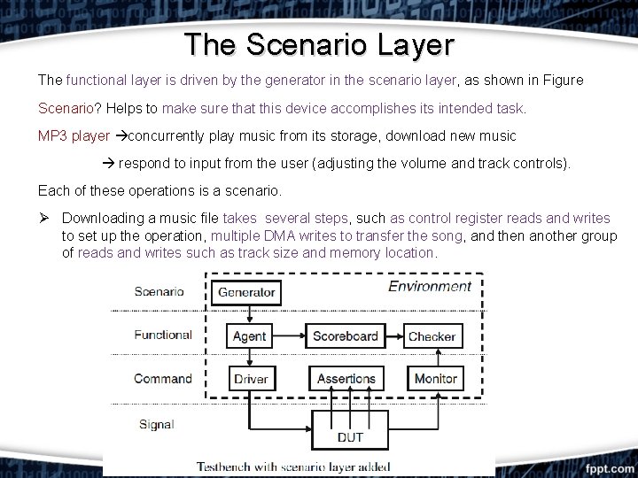 The Scenario Layer The functional layer is driven by the generator in the scenario