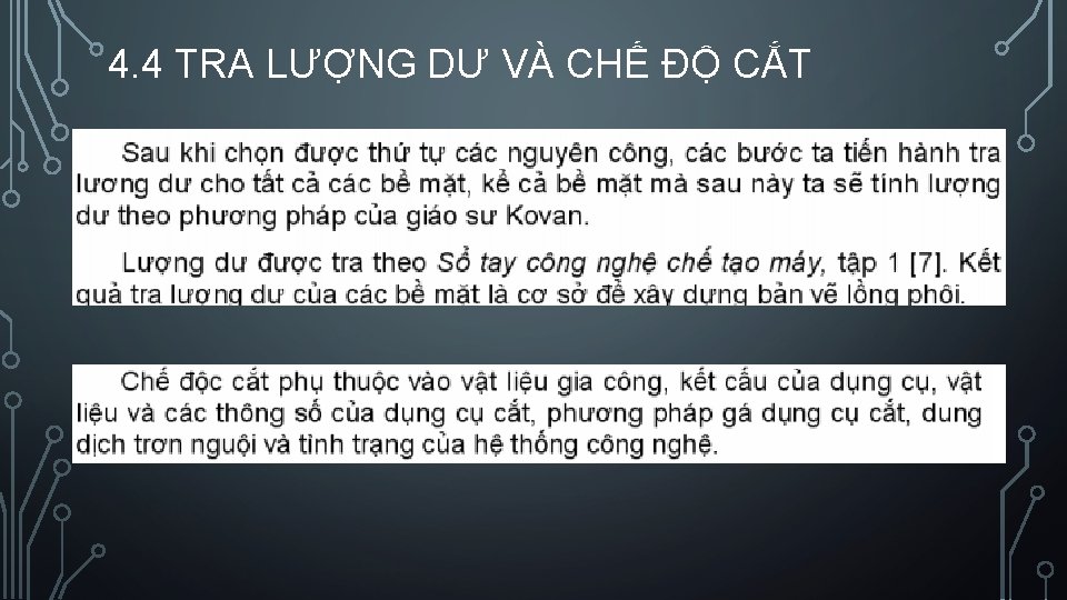 4. 4 TRA LƯỢNG DƯ VÀ CHẾ ĐỘ CẮT 