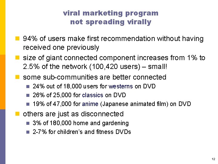 viral marketing program not spreading virally n 94% of users make first recommendation without