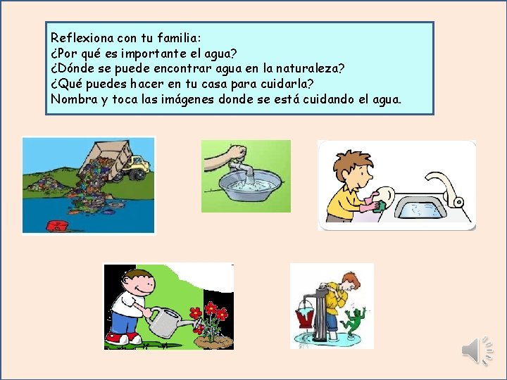 Reflexiona con tu familia: ¿Por qué es importante el agua? ¿Dónde se puede encontrar Reflexiona con tu familia: ¿Por qué es importante el agua? ¿Dónde se puede encontrar