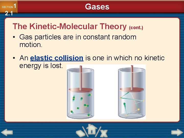 1 2. 1 SECTION Gases The Kinetic-Molecular Theory (cont. ) • Gas particles are