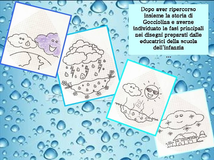 Dopo aver ripercorso insieme la storia di Gocciolina e averne individuato le fasi principali Dopo aver ripercorso insieme la storia di Gocciolina e averne individuato le fasi principali