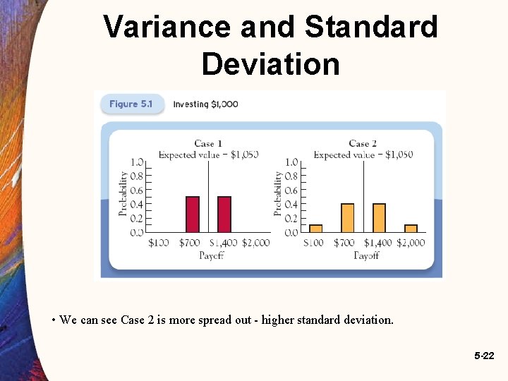 Variance and Standard Deviation • We can see Case 2 is more spread out Variance and Standard Deviation • We can see Case 2 is more spread out