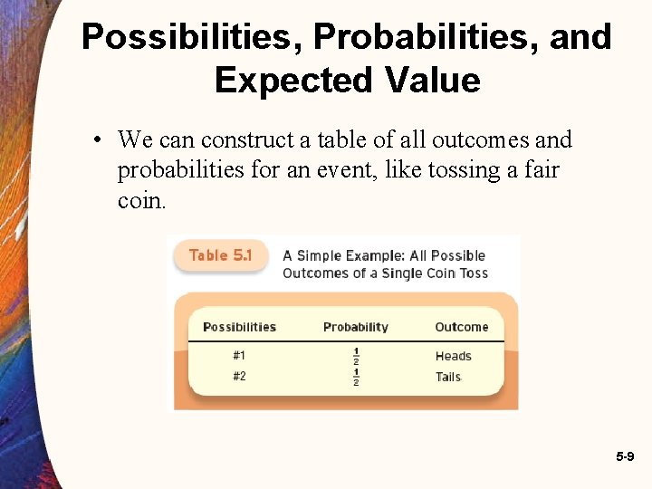 Possibilities, Probabilities, and Expected Value • We can construct a table of all outcomes Possibilities, Probabilities, and Expected Value • We can construct a table of all outcomes