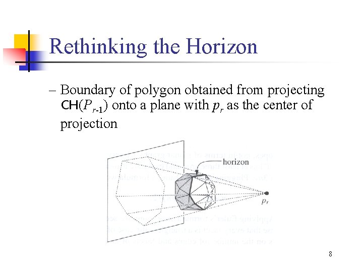 Rethinking the Horizon – Boundary of polygon obtained from projecting CH(Pr-1) onto a plane