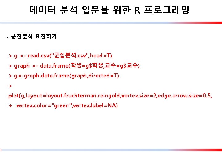 데이터 분석 입문을 위한 R 프로그래밍 - 군집분석 표현하기 > g <- read. csv("군집분석.