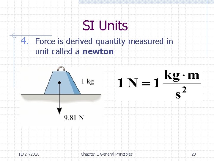 SI Units 4. Force is derived quantity measured in unit called a newton 11/27/2020