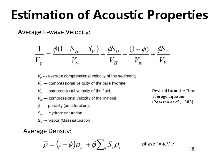 Estimation of Acoustic Properties Average P-wave Velocity: Revised from the Timeaverage Equation (Pearson et