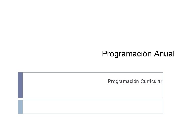 Programación Anual Programación Curricular 