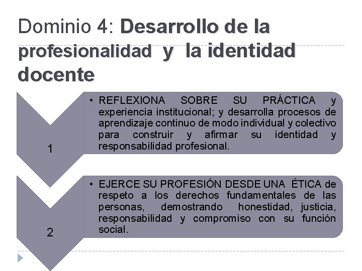 Dominio 4: Desarrollo de la profesionalidad y la identidad docente 1 • REFLEXIONA SOBRE