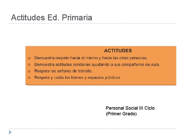Actitudes Ed. Primaria Personal Social III Ciclo (Primer Grado) 