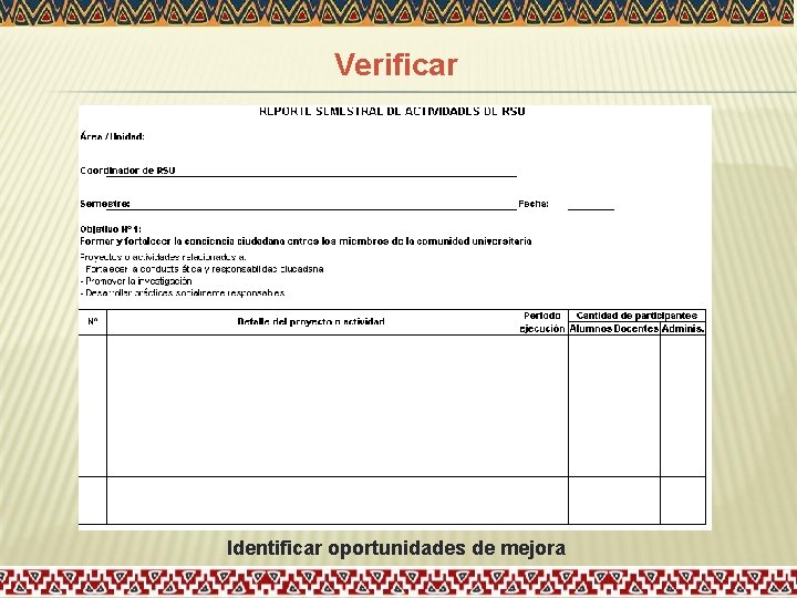 Verificar Identificar oportunidades de mejora 