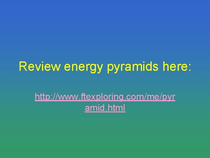 Review energy pyramids here: http: //www. ftexploring. com/me/pyr amid. html 