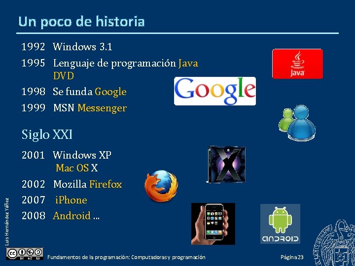 Un poco de historia 1992 Windows 3. 1 1995 Lenguaje de programación Java DVD