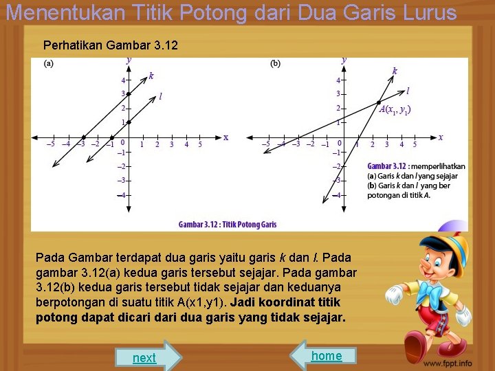 Menentukan Titik Potong dari Dua Garis Lurus Perhatikan Gambar 3. 12 Pada Gambar terdapat Menentukan Titik Potong dari Dua Garis Lurus Perhatikan Gambar 3. 12 Pada Gambar terdapat