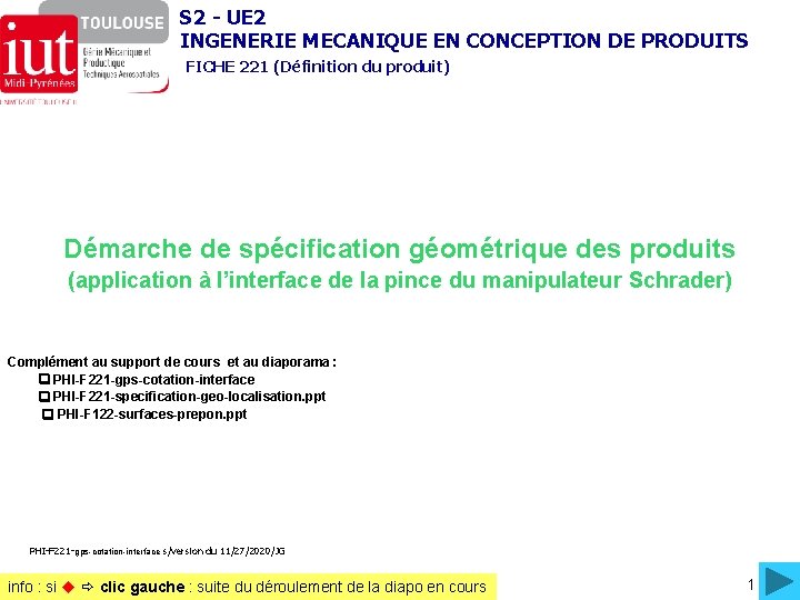 S 2 - UE 2 INGENERIE MECANIQUE EN CONCEPTION DE PRODUITS FICHE 221 (Définition