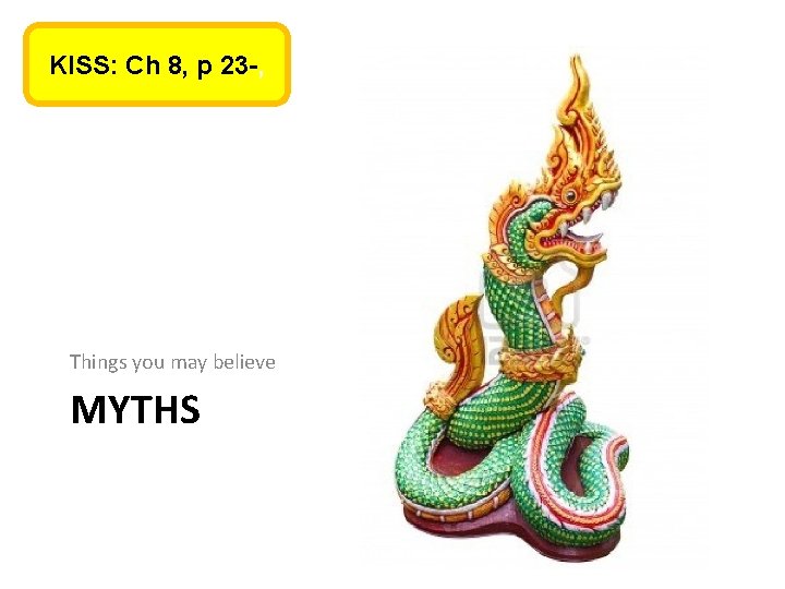 KISS: Ch 8, p 23 -, Things you may believe MYTHS KISS: Ch 8, p 23 -, Things you may believe MYTHS