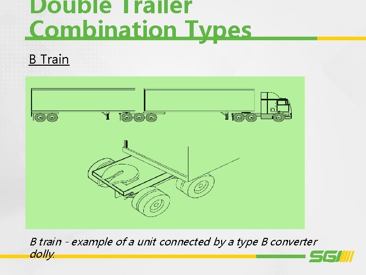 Double Trailer Combination Types B Train B train - example of a unit connected