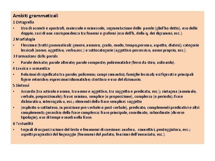 Ambiti grammaticali 1 Ortografia • Uso di accenti e apostrofi, maiuscole e minuscole, segmentazione Ambiti grammaticali 1 Ortografia • Uso di accenti e apostrofi, maiuscole e minuscole, segmentazione
