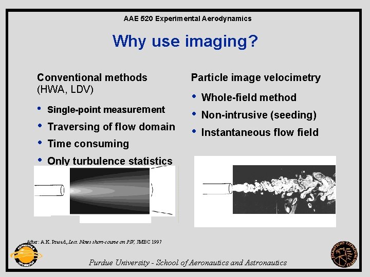 AAE 520 Experimental Aerodynamics Why use imaging? Conventional methods (HWA, LDV) • Single-point measurement