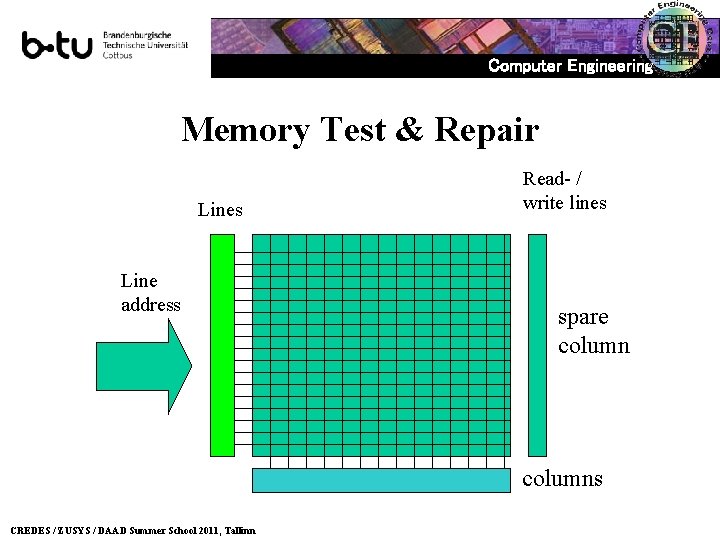 Computer Engineering Memory Test & Repair Lines Line address Read- / write lines spare