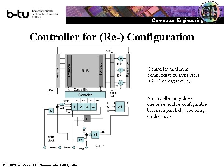 Computer Engineering Controller for (Re-) Configuration Controller minimum complexity: 80 transistors (3 + 1