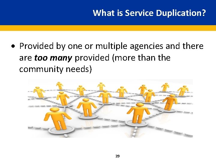 What is Service Duplication? · Provided by one or multiple agencies and there are