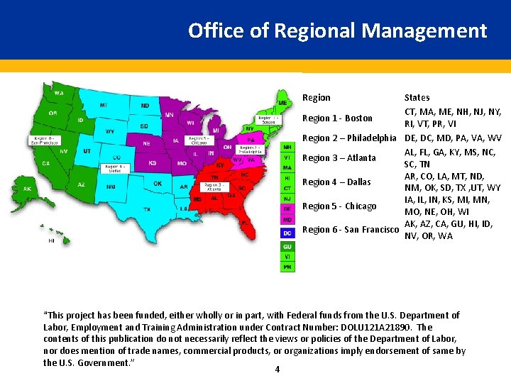Office of Regional Management Region States CT, MA, ME, NH, NJ, NY, Region 1