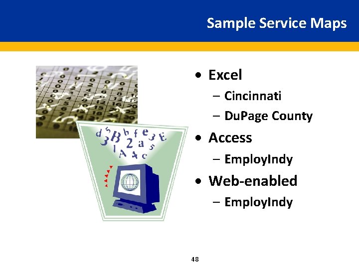 Sample Service Maps · Excel – Cincinnati – Du. Page County · Access –
