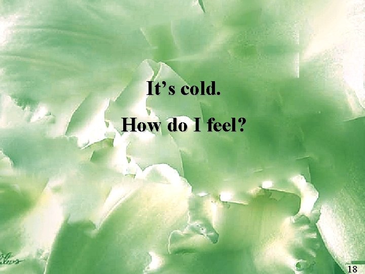 It’s cold. How do I feel? 18 18 