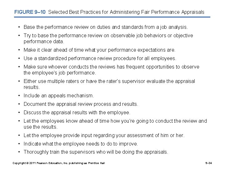 FIGURE 9– 10 Selected Best Practices for Administering Fair Performance Appraisals • Base the