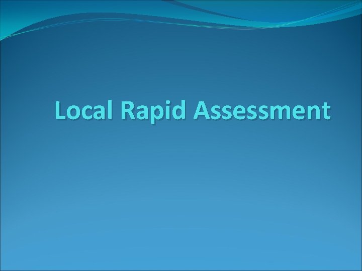 Local Rapid Assessment 